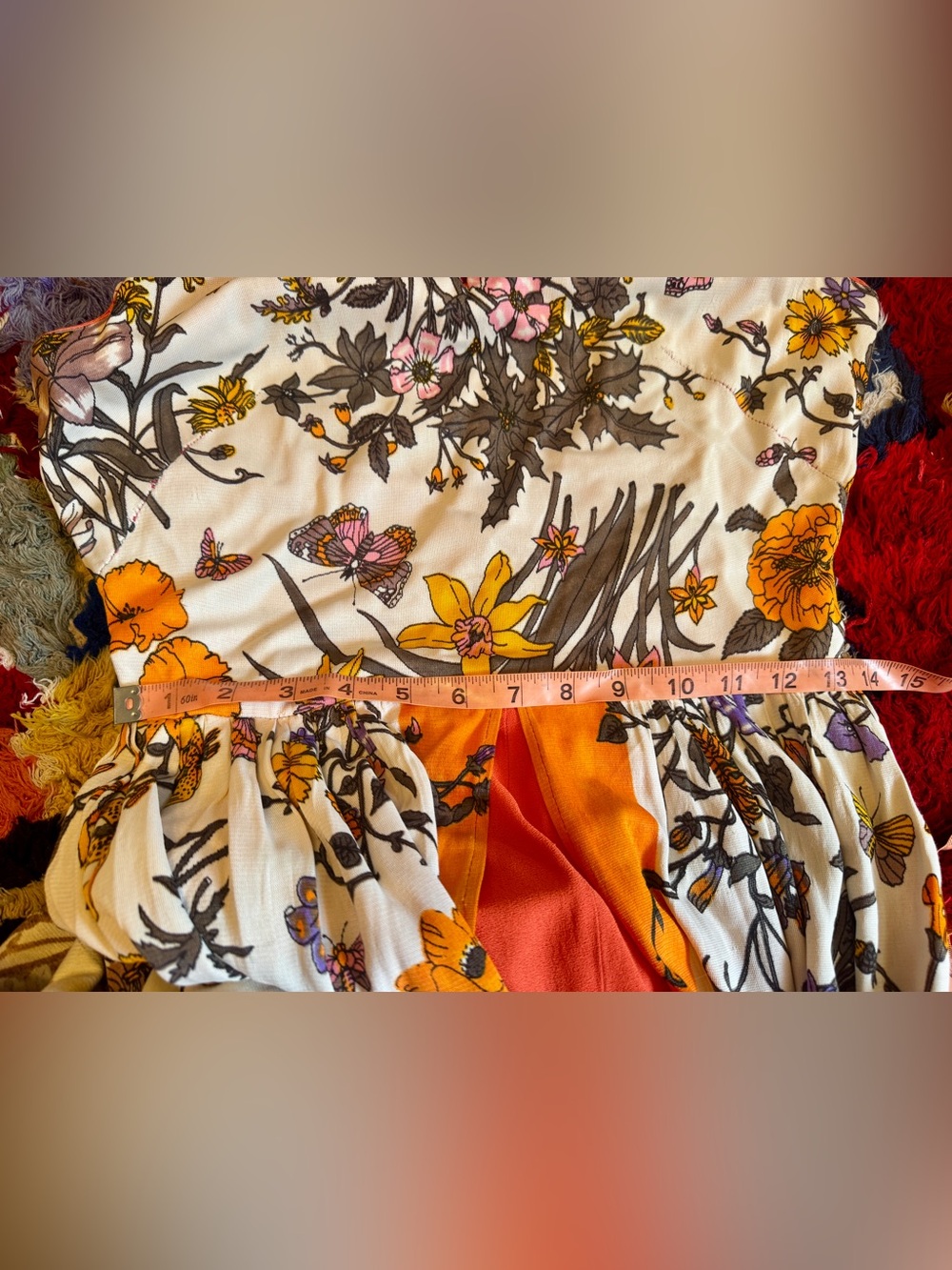 70s Vintage Butterfly Print Hostess Set Jumpsuit Sz Sm - Picture 8 of 13